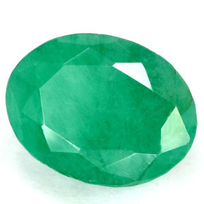 3.26 ct Green Emerald Stone, Natural Emerald in Oval Facet Shape for Sale