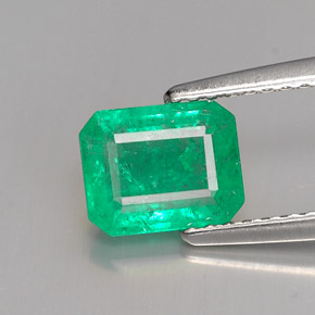 1.24 ct Green Emerald Gemstone, Emerald Gem in Octagon Facet Shape for Sale.