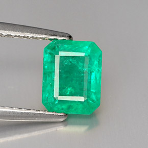 1.24 ct Green Emerald Stone, Natural Emerald in Octagon Facet Shape for Sale
