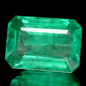 1.62 ct Green Emerald Gemstone, Emerald Gem in Octagon Facet Shape for Sale.