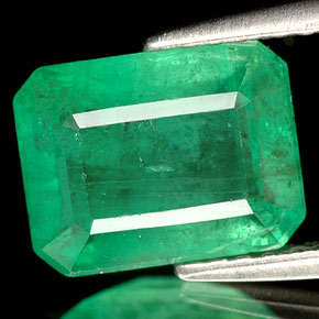2.35 ct Green Emerald Gemstone, Emerald Gem in Octagon Facet Shape for Sale.