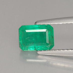 1.48 ct Green Emerald Gemstone, Emerald Gem in Octagon Facet Shape for Sale.