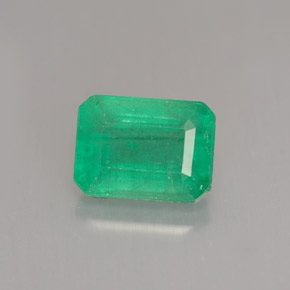 1.59 ct Green Emerald Gemstone, Emerald Gem in Octagon Facet Shape for Sale.