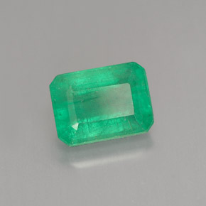 1.59 ct Green Emerald Stone, Natural Emerald in Octagon Facet Shape for Sale