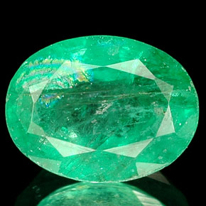 1.47 ct Green Emerald Gemstone, Emerald Gem in Oval Facet Shape for Sale.