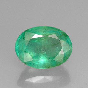 1.23 ct Green Emerald Gemstone, Emerald Gem in Oval Facet Shape for Sale.