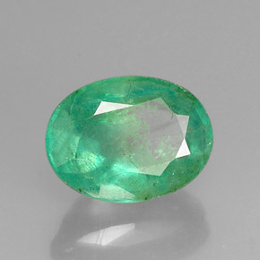 1.23 ct Green Emerald Stone, Natural Emerald in Oval Facet Shape for Sale