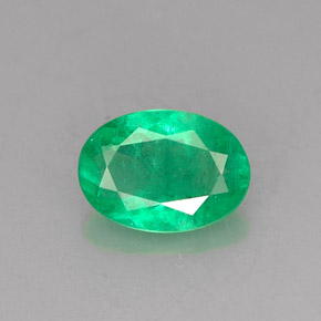 0.53 ct Green Emerald Gemstone, Emerald Gem in Oval Facet Shape for Sale.