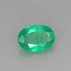 0.53 ct Green Emerald Stone, Natural Emerald in Oval Facet Shape for Sale