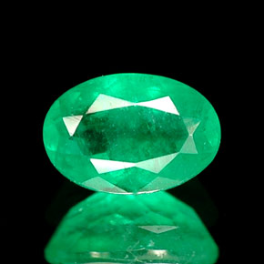 0.51 ct Green Emerald Gemstone, Emerald Gem in Oval Facet Shape for Sale.