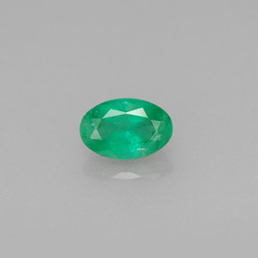 0.46 ct Green Emerald Gemstone, Emerald Gem in Oval Facet Shape for Sale.