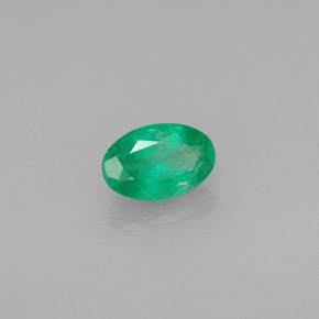 0.46 ct Green Emerald Stone, Natural Emerald in Oval Facet Shape for Sale