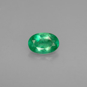 0.48 ct Green Emerald Gemstone, Emerald Gem in Oval Facet Shape for Sale.