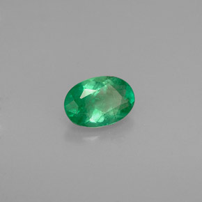 0.48 ct Green Emerald Stone, Natural Emerald in Oval Facet Shape for Sale