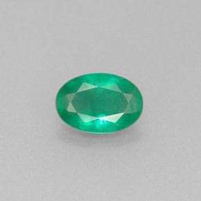 0.52 ct Green Emerald Gemstone, Emerald Gem in Oval Facet Shape for Sale.