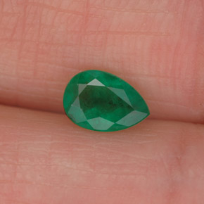 0.51 ct Green Emerald Stone, Natural Emerald in Pear Facet Shape for Sale
