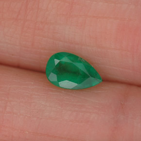 0.36 ct Green Emerald Gemstone, Emerald Gem in Pear Facet Shape for Sale.