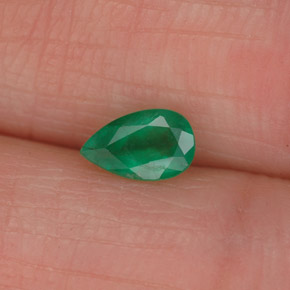 0.36 ct Green Emerald Stone, Natural Emerald in Pear Facet Shape for Sale