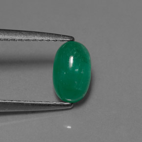 0.90 ct Green Emerald Stone, Natural Emerald in Oval Cabochon Shape for Sale