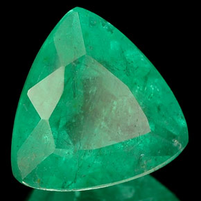 1.39 ct Green Emerald Stone, Natural Emerald in Trillion Facet Shape for Sale