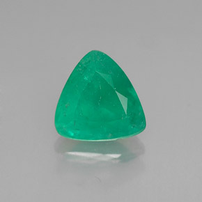 1.16 ct Green Emerald Gemstone, Emerald Gem in Trillion Facet Shape for Sale.