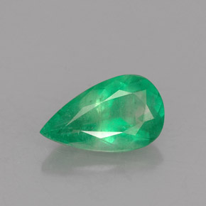 1.25 ct Green Emerald Gemstone, Emerald Gem in Pear Facet Shape for Sale.