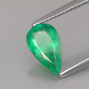 1.25 ct Green Emerald Stone, Natural Emerald in Pear Facet Shape for Sale