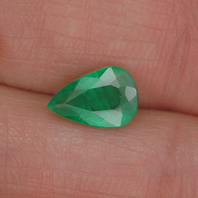 0.90 ct Green Emerald Stone, Natural Emerald in Pear Facet Shape for Sale