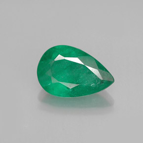 0.96 ct Green Emerald Gemstone, Emerald Gem in Pear Facet Shape for Sale.