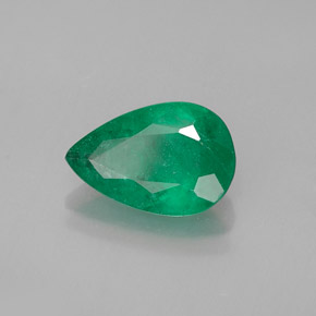 0.96 ct Green Emerald Stone, Natural Emerald in Pear Facet Shape for Sale