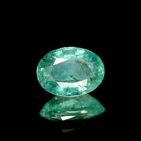 0.64 ct Green Emerald Gemstone, Emerald Gem in Oval Facet Shape for Sale.