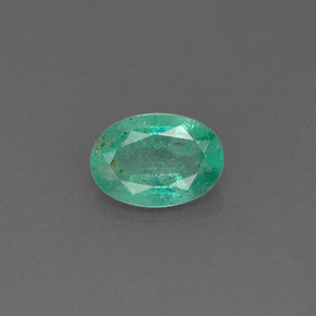 0.63 ct Green Emerald Gemstone, Emerald Gem in Oval Facet Shape for Sale.