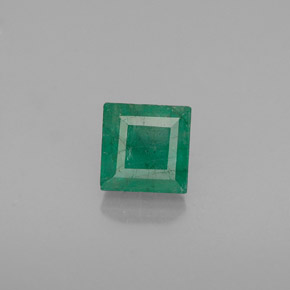 0.59 ct Green Emerald Gemstone, Emerald Gem in Square Facet Shape for Sale.