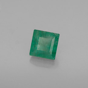 0.59 ct Green Emerald Stone, Natural Emerald in Square Facet Shape for Sale