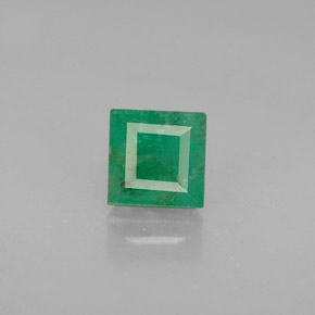 0.71 ct Green Emerald Gemstone, Emerald Gem in Square Facet Shape for Sale.