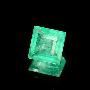 0.50 ct Green Emerald Stone, Natural Emerald in Square Facet Shape for Sale