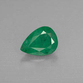 0.91 ct Green Emerald Gemstone, Emerald Gem in Pear Facet Shape for Sale.