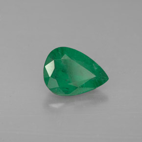 0.91 ct Green Emerald Stone, Natural Emerald in Pear Facet Shape for Sale