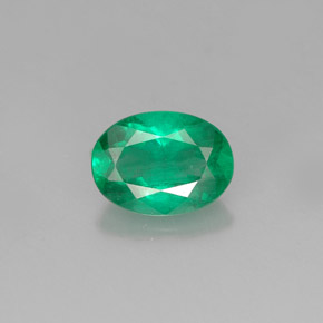 0.83 ct Green Emerald Gemstone, Emerald Gem in Oval Facet Shape for Sale.