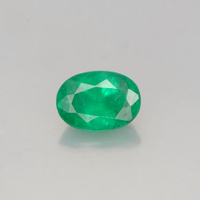0.77 ct Green Emerald Gemstone, Emerald Gem in Oval Facet Shape for Sale.