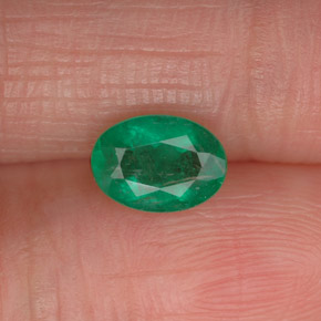 0.71 ct Green Emerald Gemstone, Emerald Gem in Oval Facet Shape for Sale.