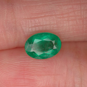 0.71 ct Green Emerald Stone, Natural Emerald in Oval Facet Shape for Sale