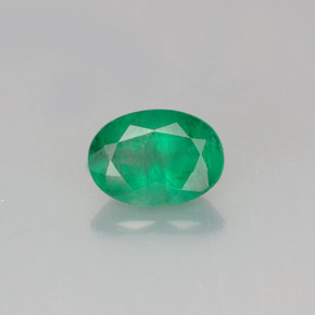 0.72 ct Green Emerald Gemstone, Emerald Gem in Oval Facet Shape for Sale.