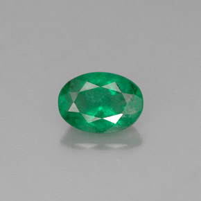 0.76 ct Green Emerald Gemstone, Emerald Gem in Oval Facet Shape for Sale.
