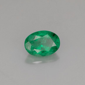 0.76 ct Green Emerald Stone, Natural Emerald in Oval Facet Shape for Sale