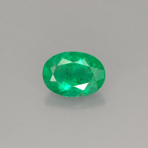 0.76 ct Green Emerald Gemstone, Emerald Gem in Oval Facet Shape for Sale.