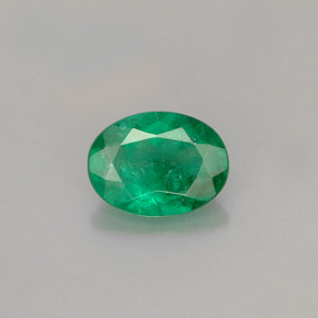 0.83 ct Green Emerald Gemstone, Emerald Gem in Oval Facet Shape for Sale.