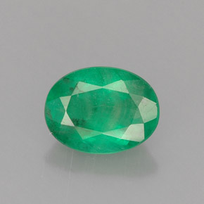 0.95 ct Green Emerald Gemstone, Emerald Gem in Oval Facet Shape for Sale.