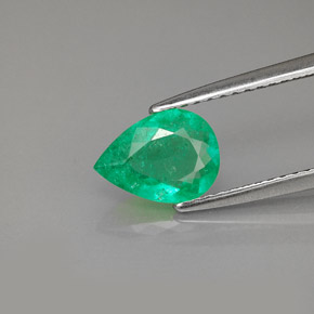 0.90 ct Green Emerald Gemstone, Emerald Gem in Pear Facet Shape for Sale.