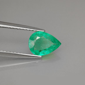 0.90 ct Green Emerald Stone, Natural Emerald in Pear Facet Shape for Sale